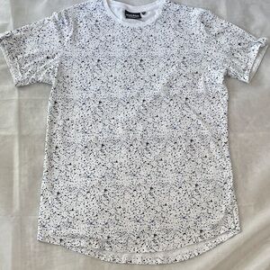 Maceoo Splash White and Blue Patterned Short Sleeve Tee